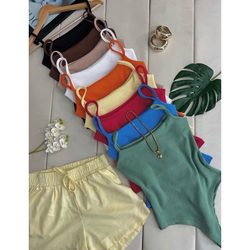 Body Feminino Canelado Básico Alça Fina