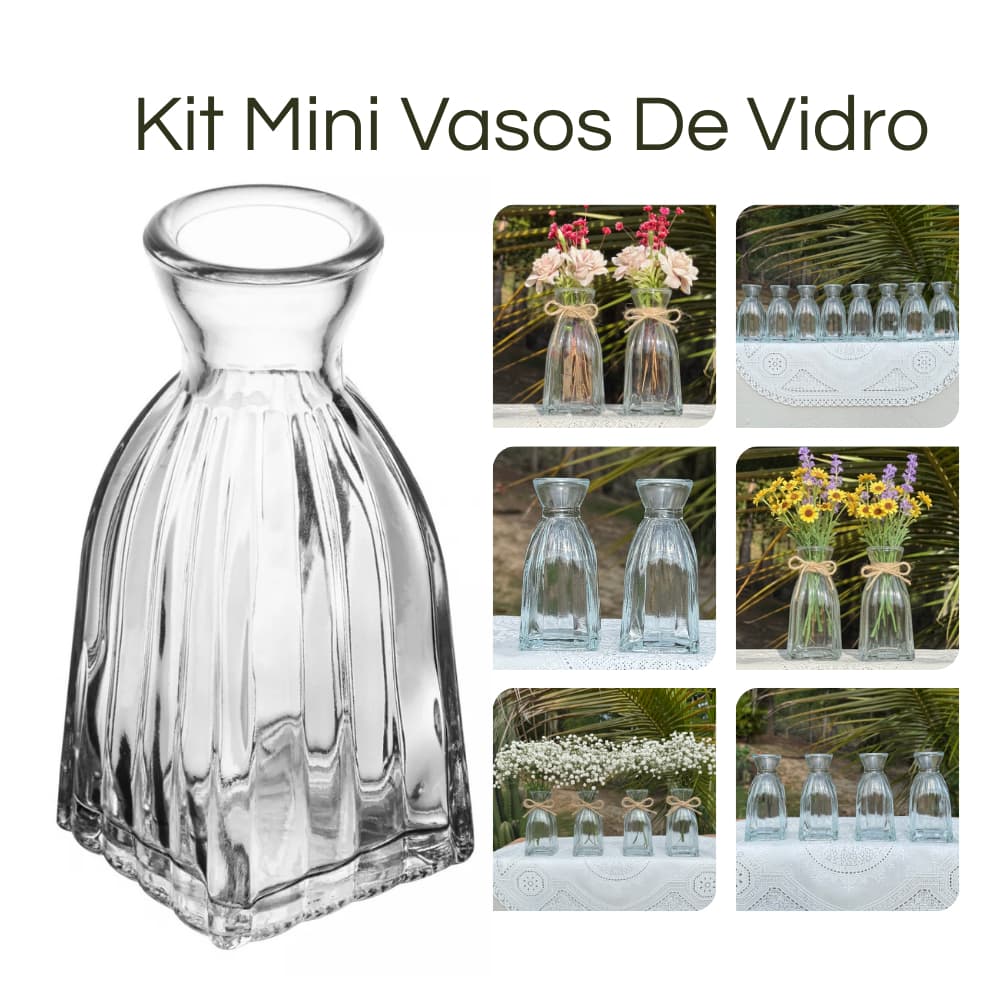 Vaso de Vidro Mini Wolff 11cm x 5cm Decorativo Difusor Flores Enfeite Casa Festa Envio Imediato