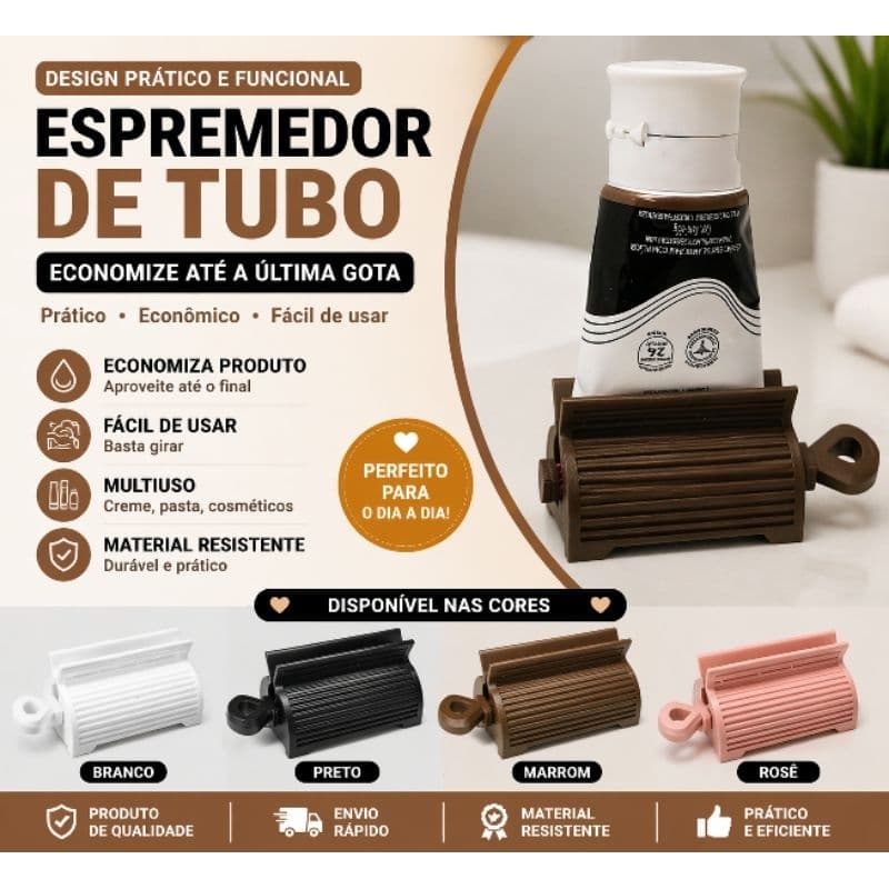Kit 2 Espremedores de Pasta de Dente | Espremedor de Tubo Multiuso para Creme Dental, Pomadas e Cosméticos