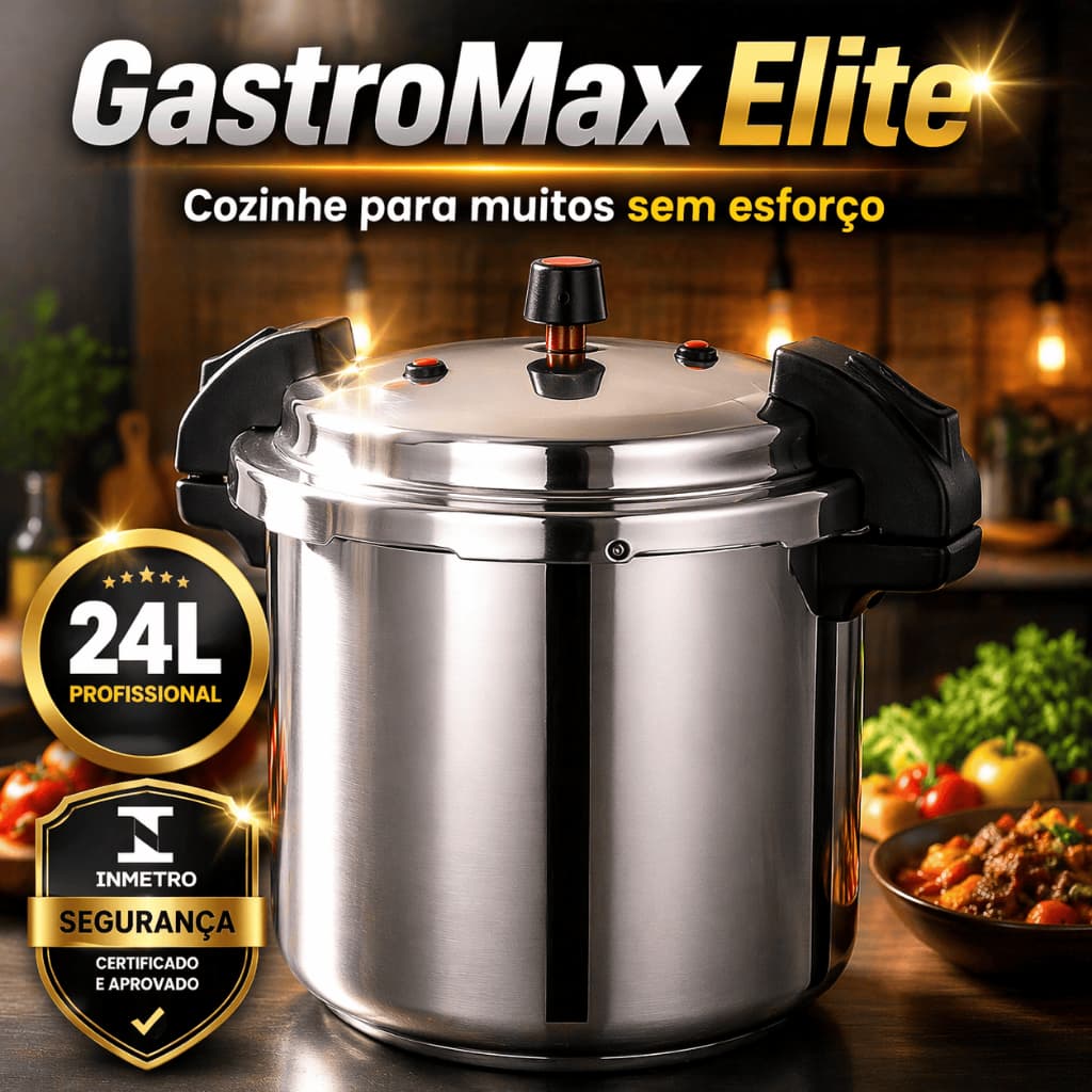 Panela de Pressão Profissional - Fechamento Externo, 2 Válvulas de Segurança, 24 Litros