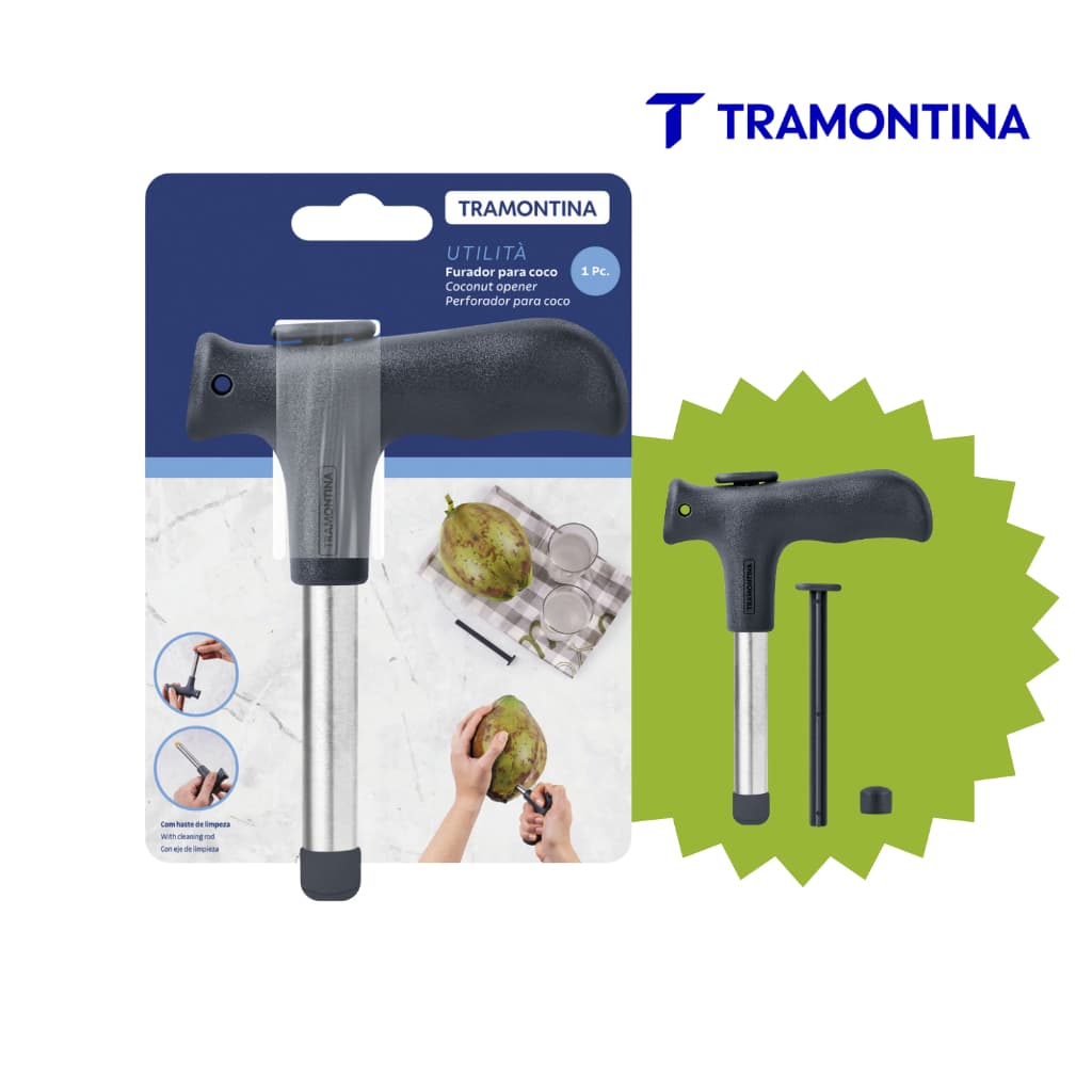 Furador de Coco Tramontina Utilitá – Lâmina em Aço Inox Durável | Fácil, Rápido e Seguro