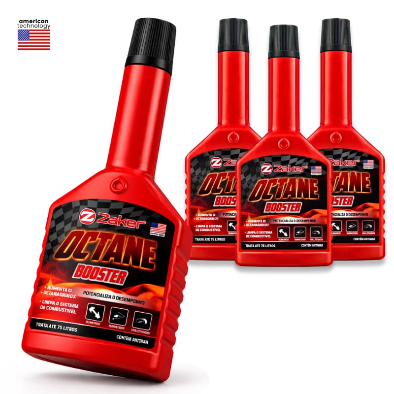 Combo 4 Aditivo Melhorador Combustivel Gasolin. Octane Booster Zaker Potência Carro Moto