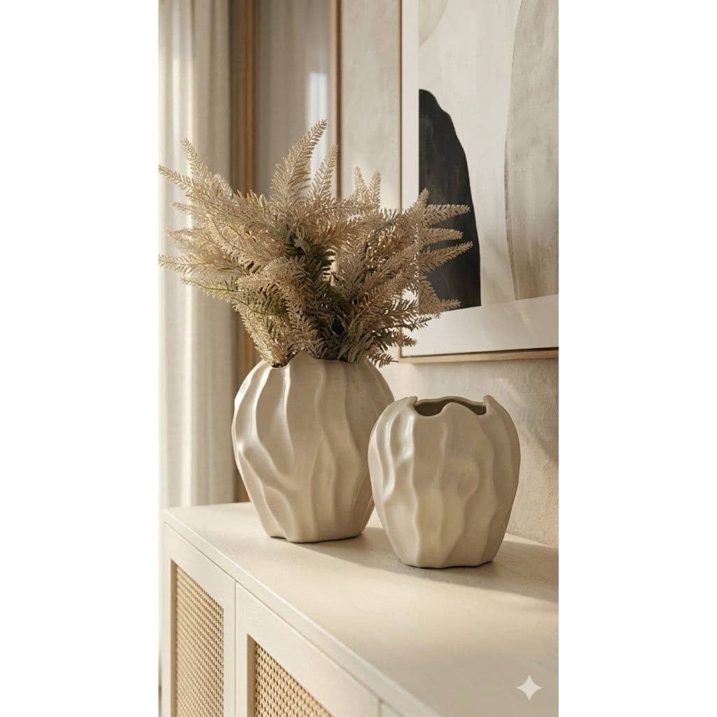 Vasos Decorativos Brancos Offwhite Neutro decoração de sala kit 2