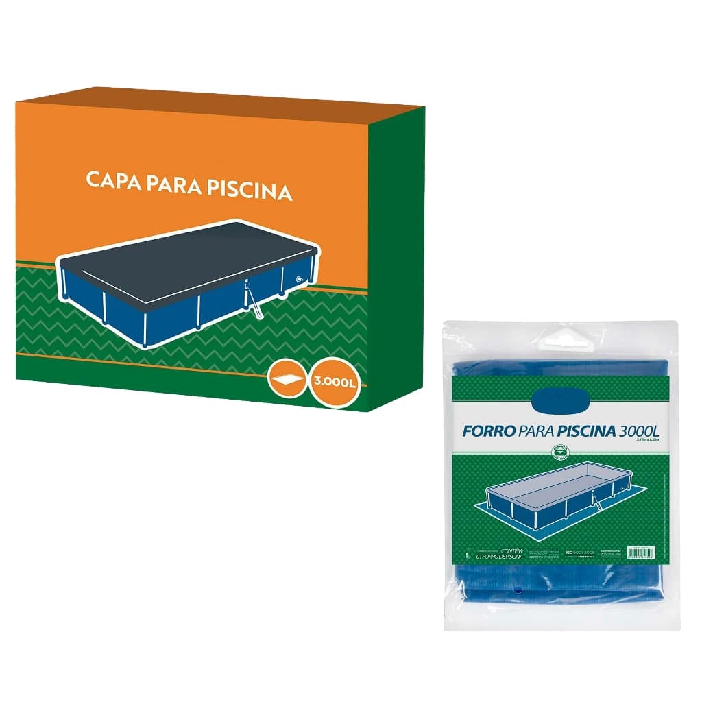 Kit Capa Para Piscina 3000 Litros + Forro De Proteção Limpeza Cuidados