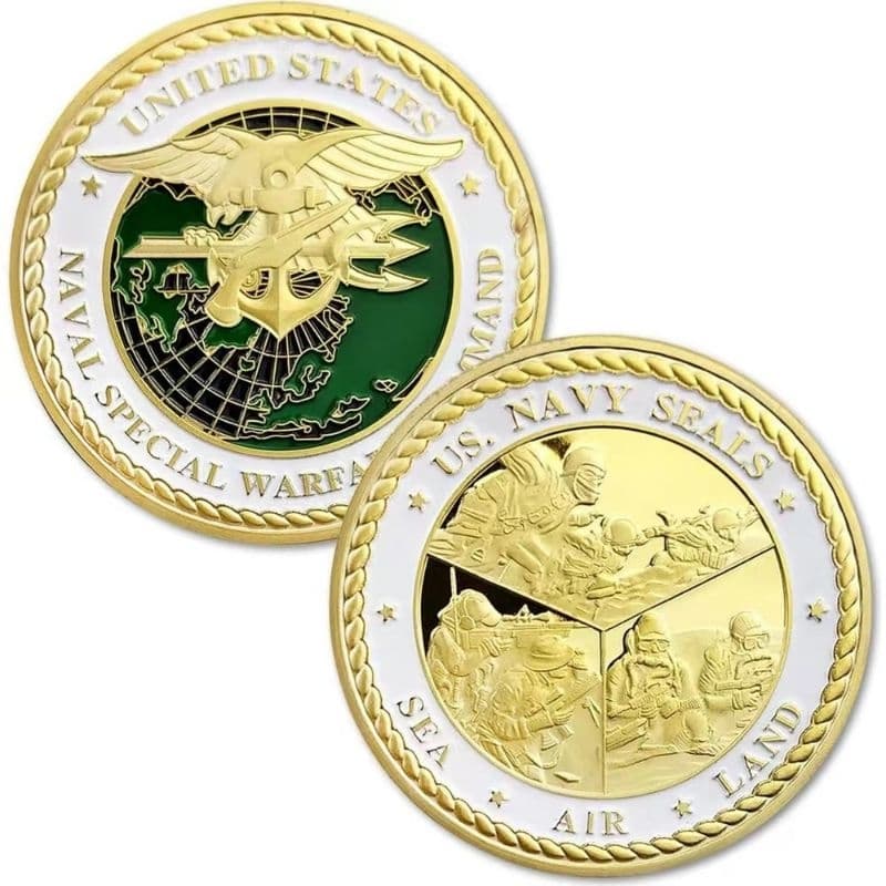 Moeda Decorativa Navy Seals acompanha base expositora e tripe