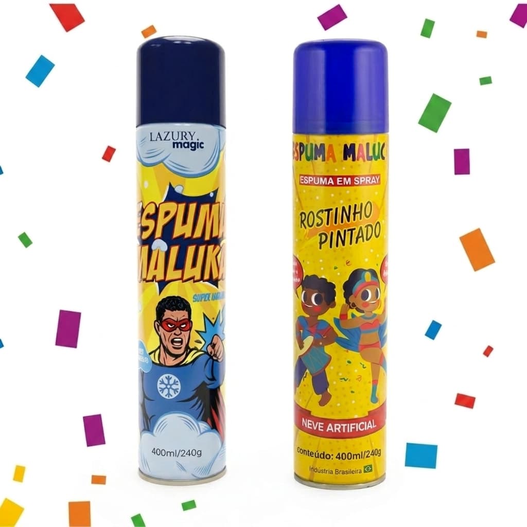 Kit Espuma Maluca Divertida 400ml Para Festa Copa Alegria Diversão Criança Adulto Neve Spray Brasil