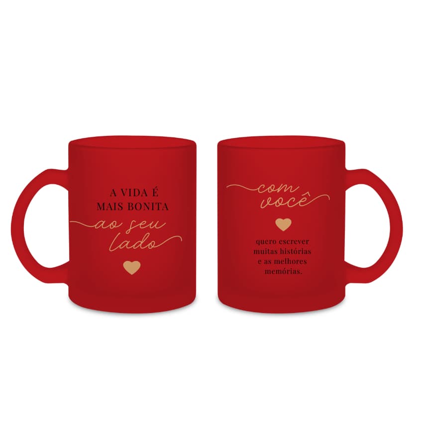 Xícara vidro vermelha personalizada frase especial mãe namorados caneca café chá leite caixa presente 300ml