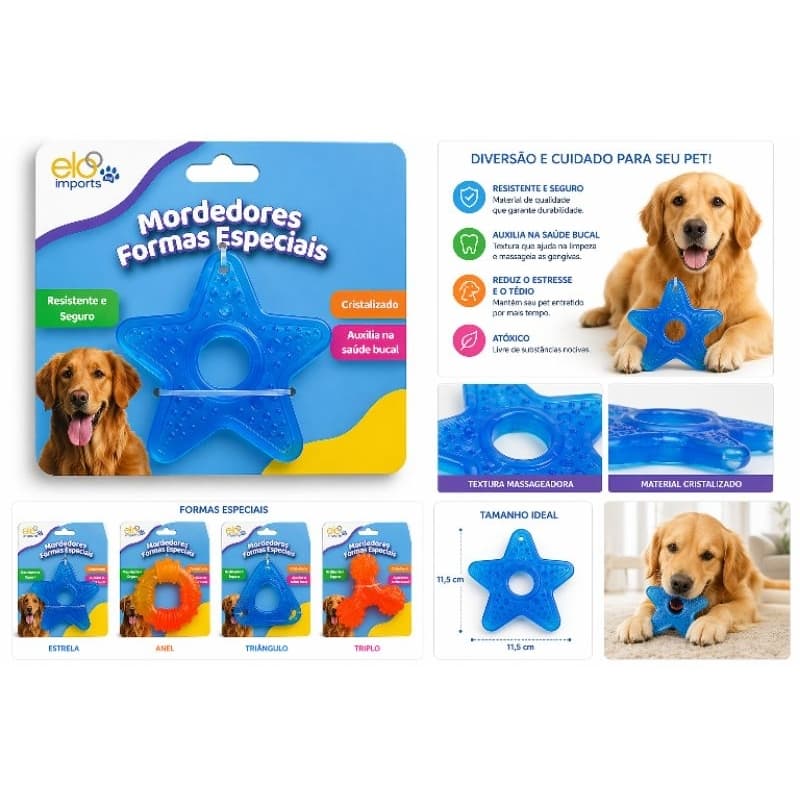 Mordedor Pet Resistente para Cães | Brinquedo Interativo Dental Antiestresse | Borracha Atóxica Limpeza Bucal