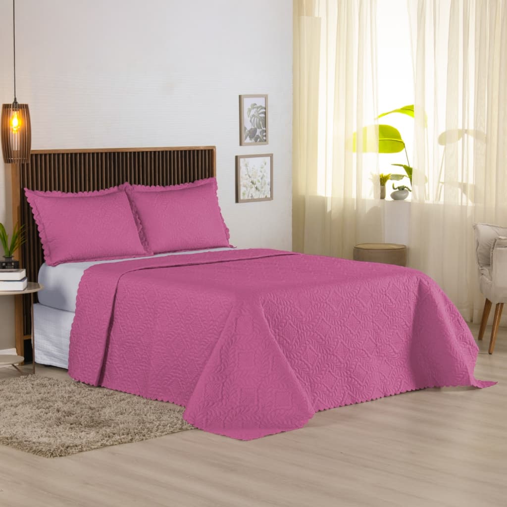 Kit Colcha Cobre Leito Com 3 Peças P/ Cama Queen 2,60m x 2,40m Lindas Cores Acabamento Ultrassônico.