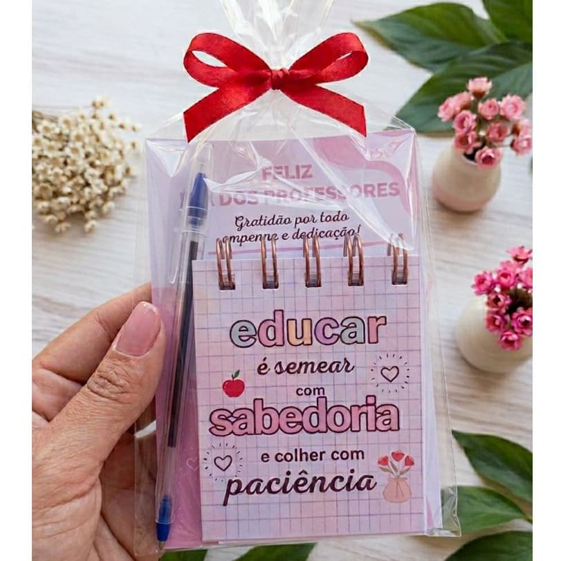 kits bloquinho + caneta + card - Lembrancinha Dia do Professor / Volta às aulas