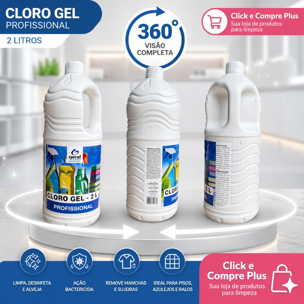 Cloro Gel Geral Química Limpeza Banheiro Azulejo Piso Cozinha Limpeza Pesada Uso Profissional