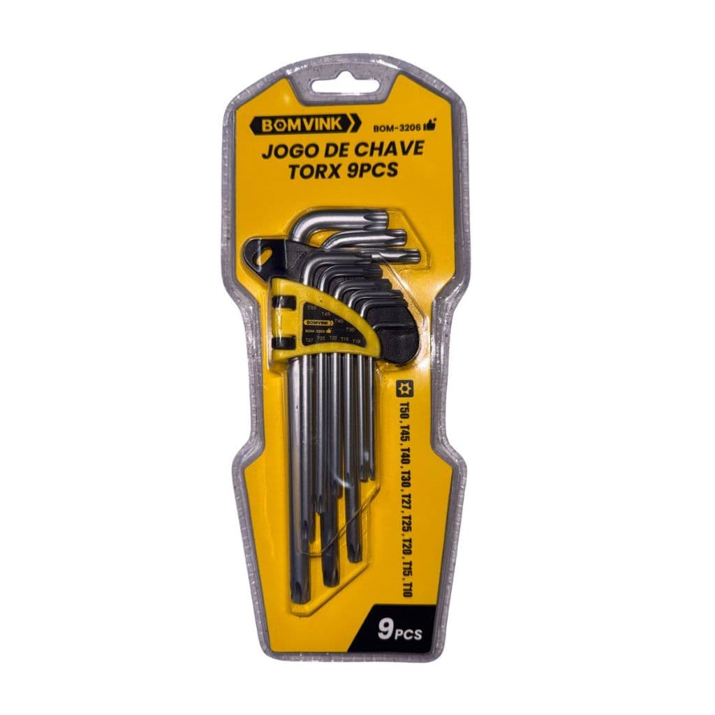 Kit 9 Chaves Allen OMNITOOL Torx Flor com Furo Completo