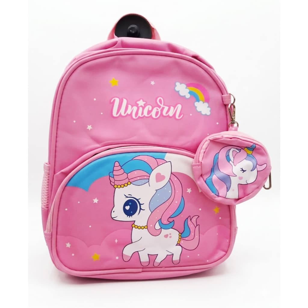 Mochila Infantil Unicórnio Rosa Escolar Menina Com Estojo