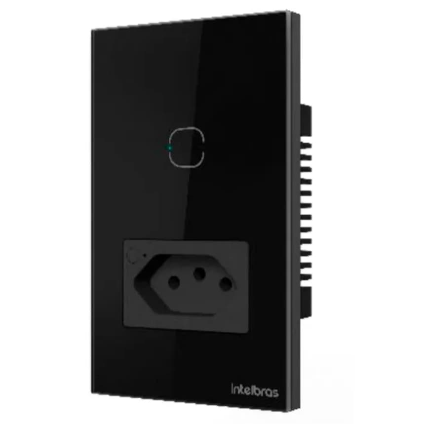 Tomada Com Interruptor de 1 Tecla Inteligente Wi-Fi Intelbras ETS 2001 Preto