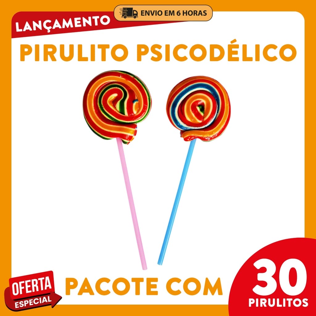 Kit Pirulito Psicodélico Fumy 30un - Colorido - Doce - Festa - Revenda - Aniversário - Festa Junina