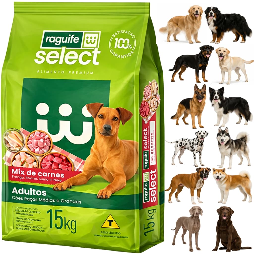 Ração para Cães Raguife Select 15gk Porte Grande e Médio Adulto