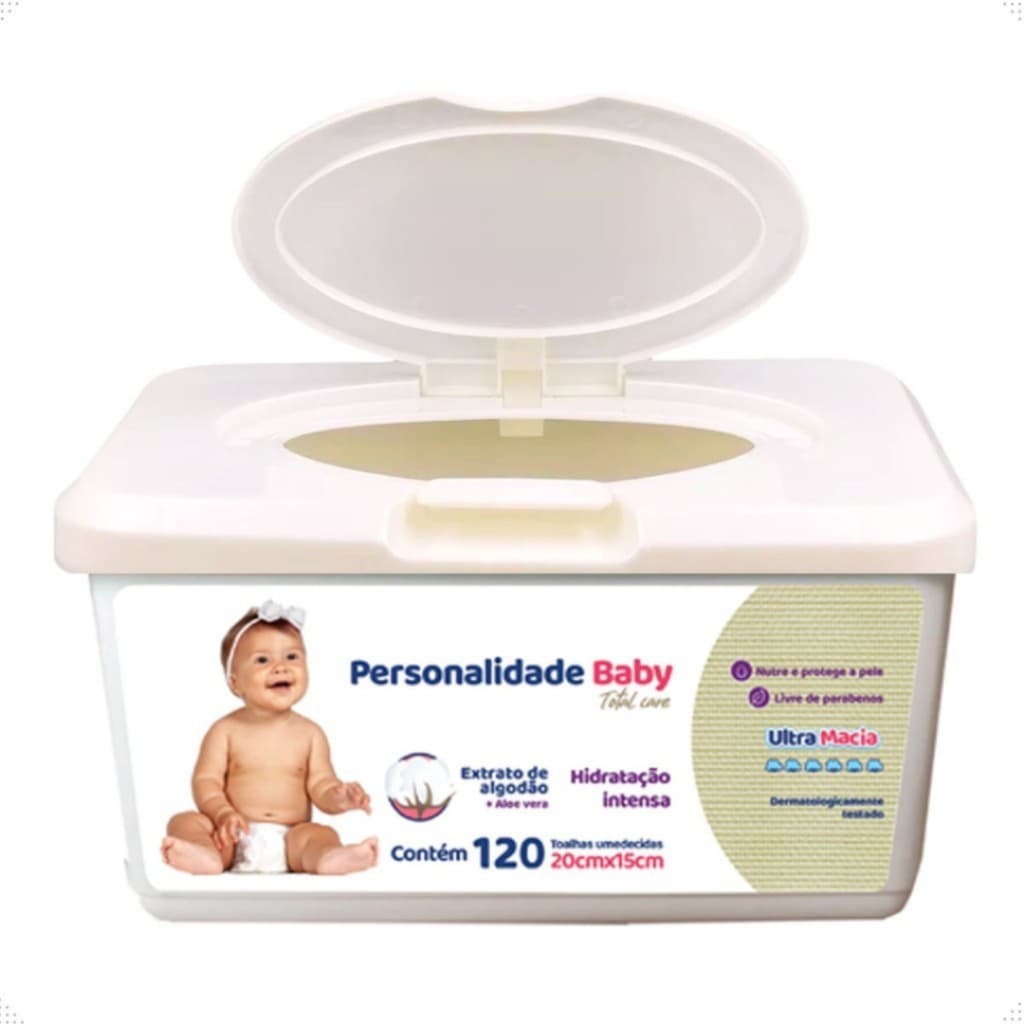 Toalhinha Umedecida Personalidade Baby Estojo Fliptop - 120 Unidades