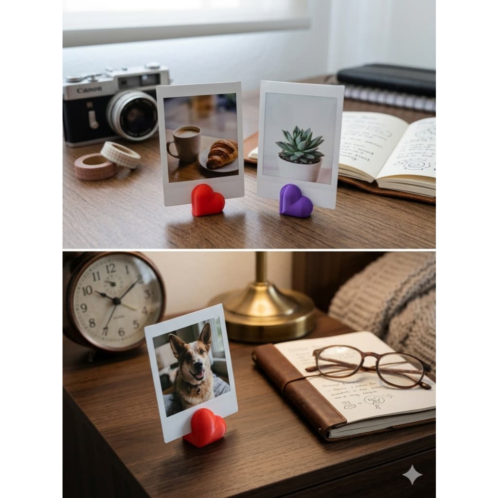 Suporte para Foto Coração - Decoração Criativa Mesa - Ideal para Polaroid/Instax