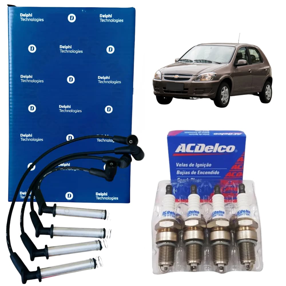 Kit Cabos e Velas GM Celta 1.4 8v VHC VHCE FLEXPOWER 2007 ATÉ 2016