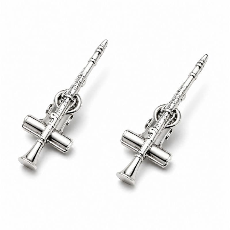 Prendedor Partituras luxo Clarinete tonalidade prateada com flash de ouro + Case protetora fabricada em couro ecológico.