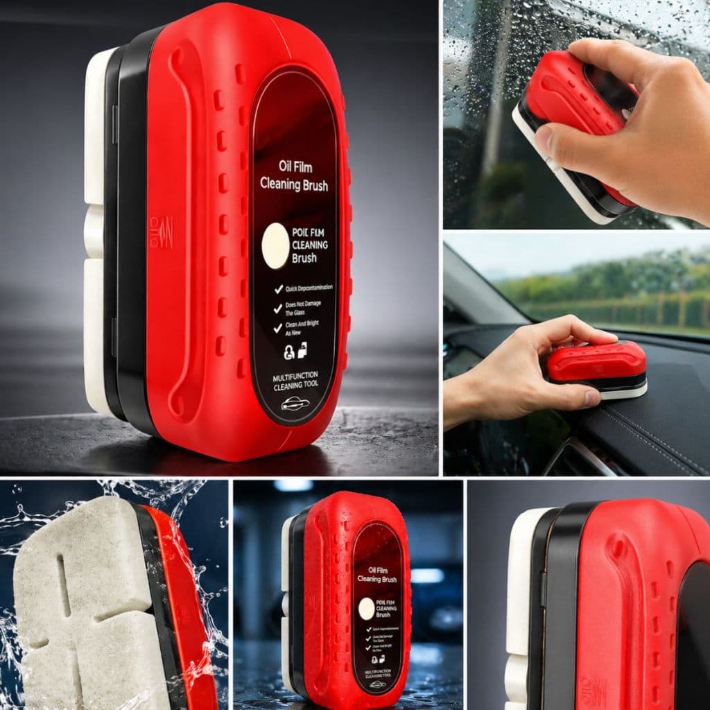 Escova Automotiva Limpa Vidro Remove Óleo Filme Para-brisa Antiembaçante Carro Limpeza