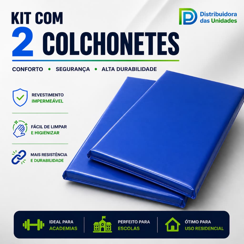 Kit 2 Colchonetes D28 1,90x60x5cm para Yoga Academia Escola Creche e Abdominal