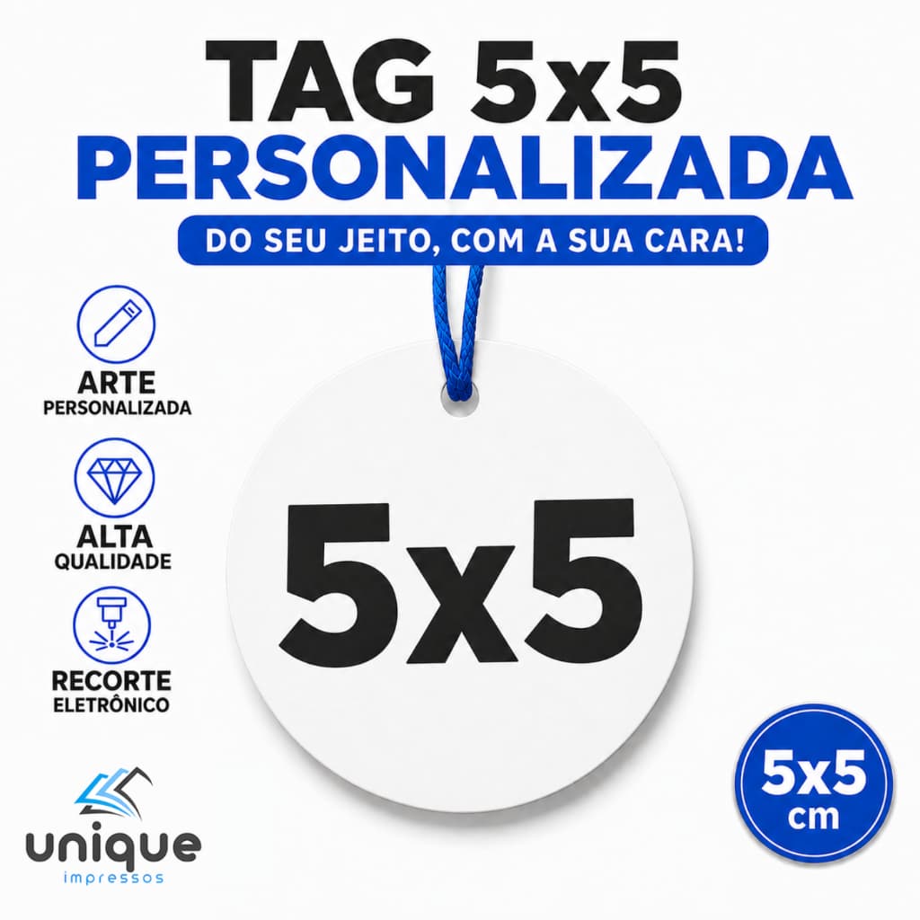 50 Tags Redonda 5X5 Personalizada com a Sua Arte