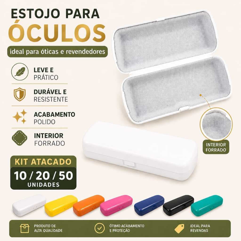 Kit 10/20/50 Estojos Para Óculos • ATACADO  • Rígido • Polido • Forrado