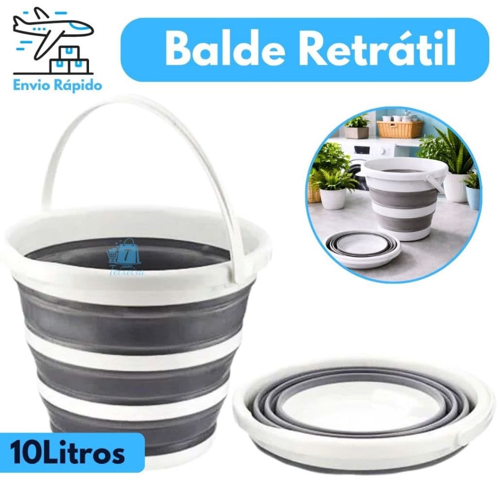 Balde De Silicone Retrátil 10L Dobrável