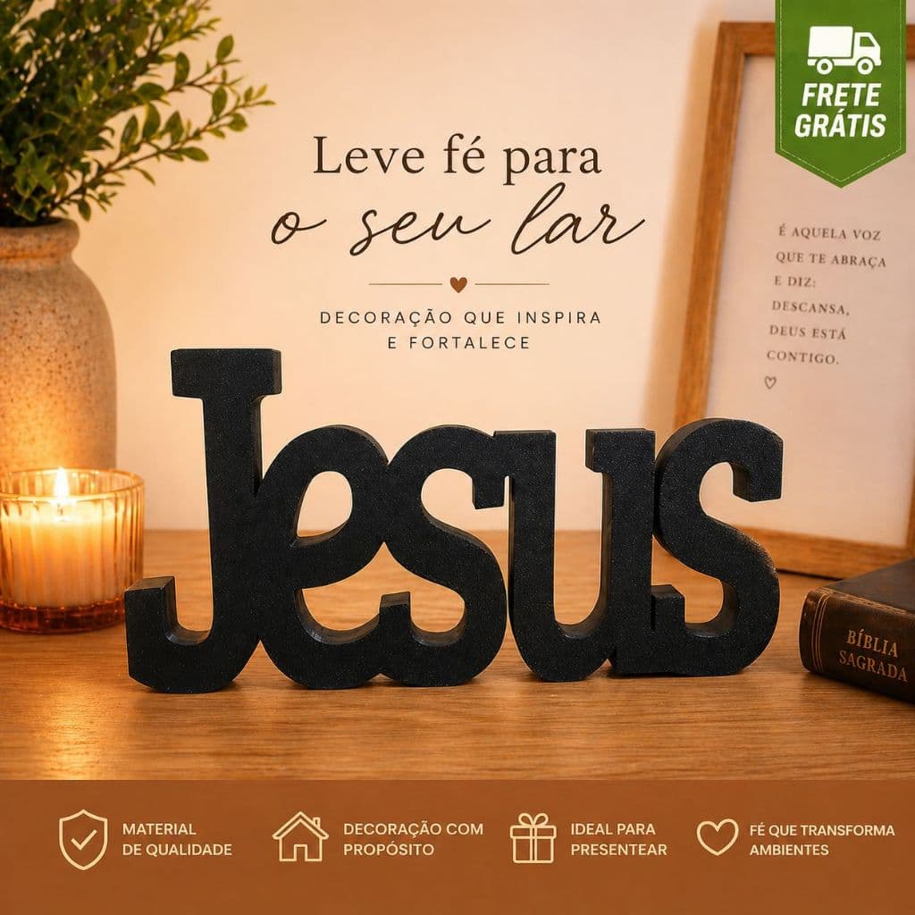 Jesus Letreiro Decorativo Decoração Religiosa Cristã | Enfeite para Sala Quarto | Presente Evangelico