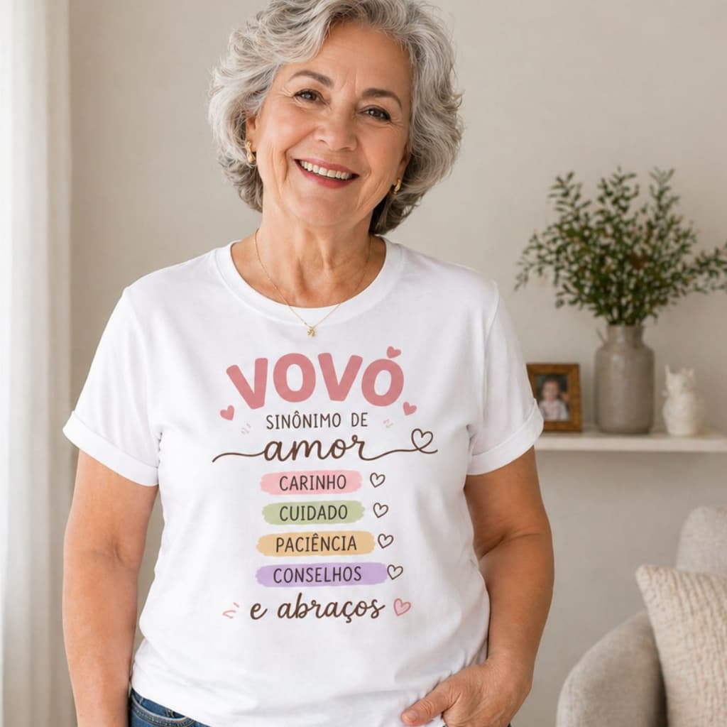 Blusa feminina camiseta tshirt VOVÓ, frase, avó, vovó, mãe,moda casual,plus size