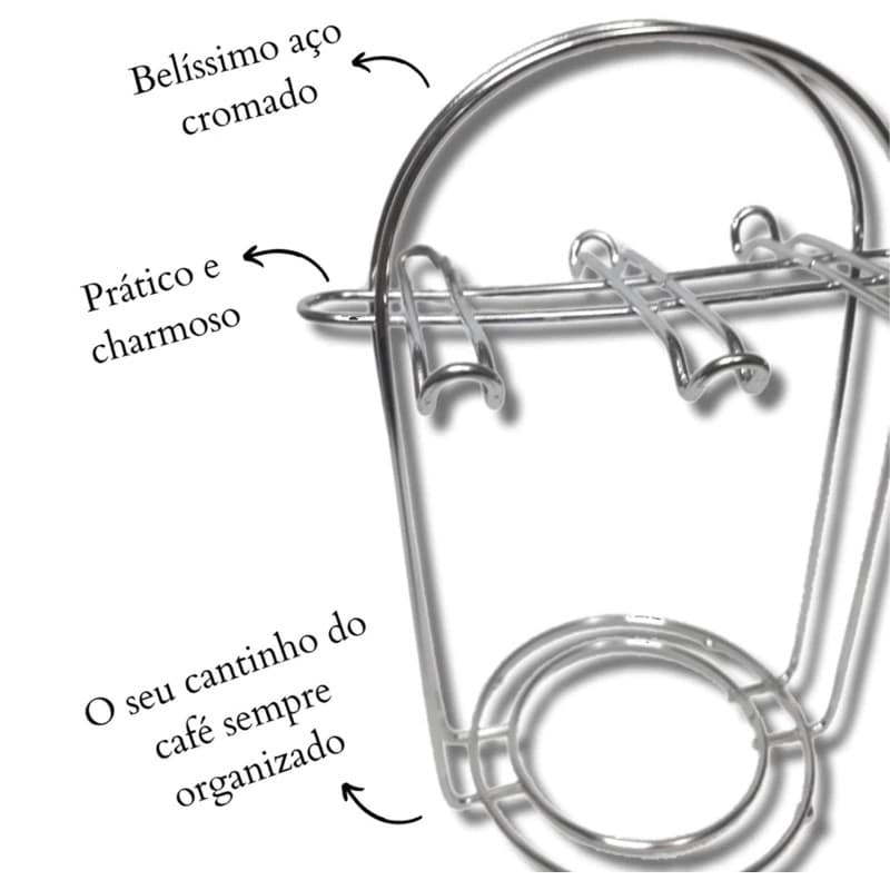 Suporte Porta Xícaras De Café E Pires 6 Ganchos De Mesa
