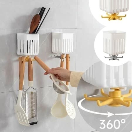 Gancho de Cozinha Para Pendurar Utensílios Facas Garfos Com 360° Gancho Giratório Plástico--CST983