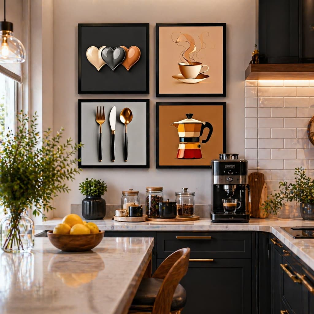 Kit 4 Quadros Decorativos Café Xícara Cozinha Cantina Mdf Decoração Casa