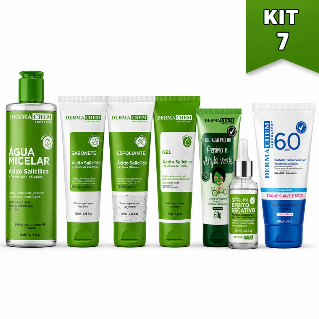 Kits Skincare Limpeza de Peles Oleosas Salicilico Anti Acne Protetor Solar Dermachem
