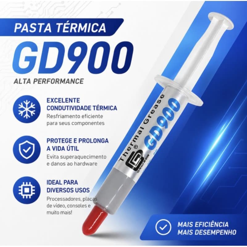 Pasta Térmica PRATA GD900 – Alta Performance 4.8W/m-K 🔥