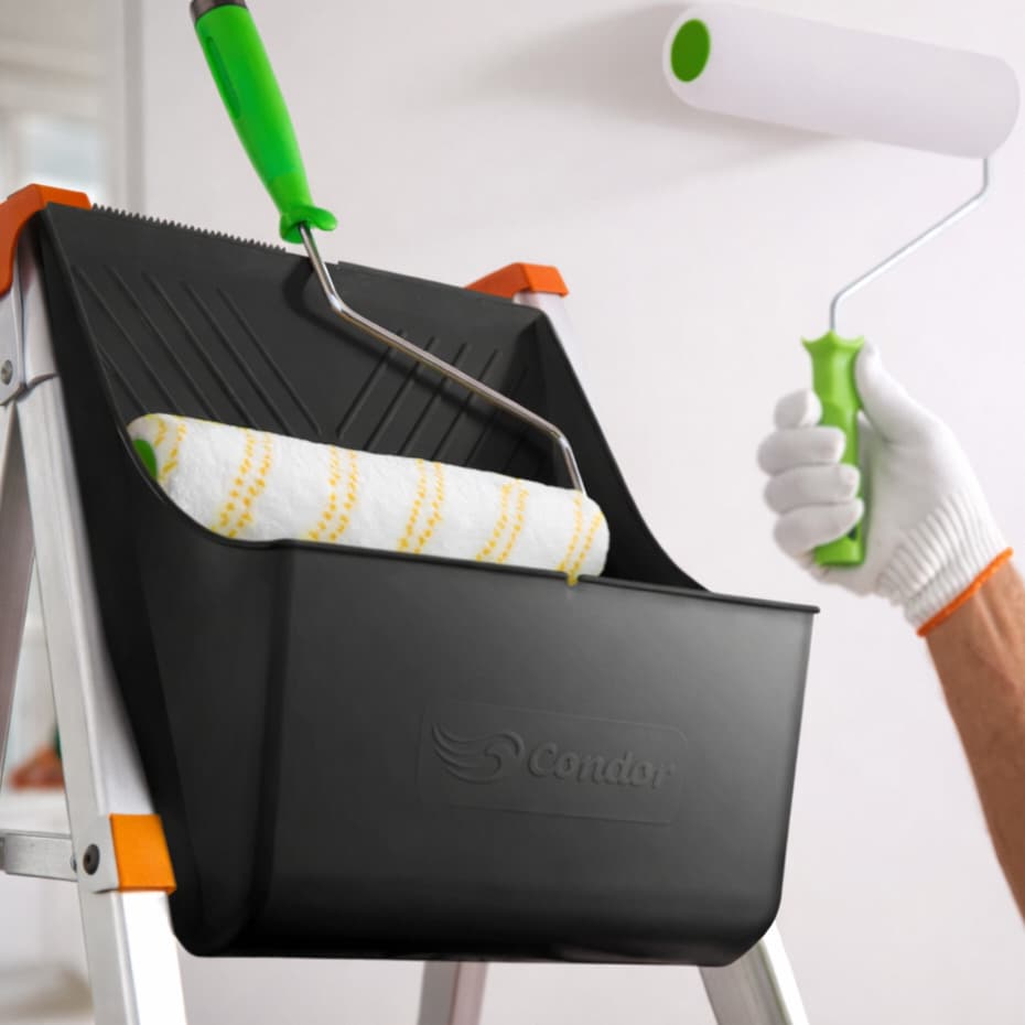 Caçamba Pintura Bandeja Plástica Com Suporte Escada Bandeja Pintura Retira Excesso Pincel 3,6L