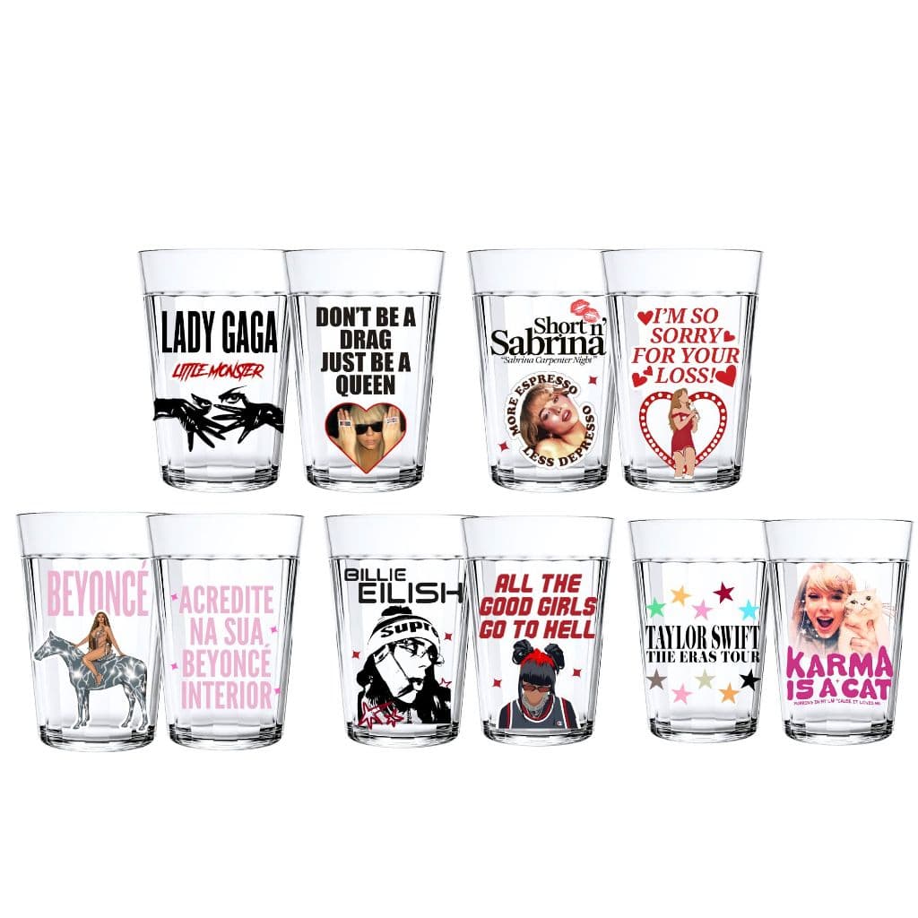 2 Copos Americano Música Pop Lady Gaga Sabrina Carpenter Beyonce Billie Eilish Taylor Swift Presente