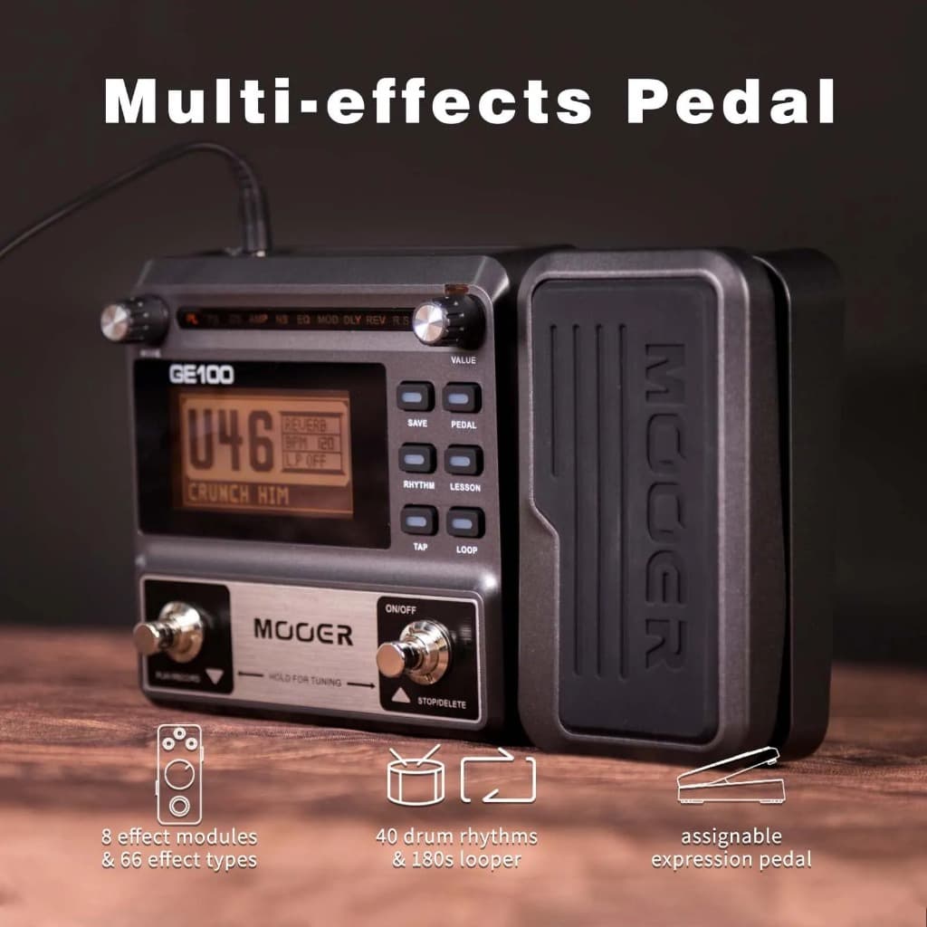 Pedaleira Mooer GE100 Multi Efeitos 66 Efeitos 80 Presets Looper Drum Machine Guitarra