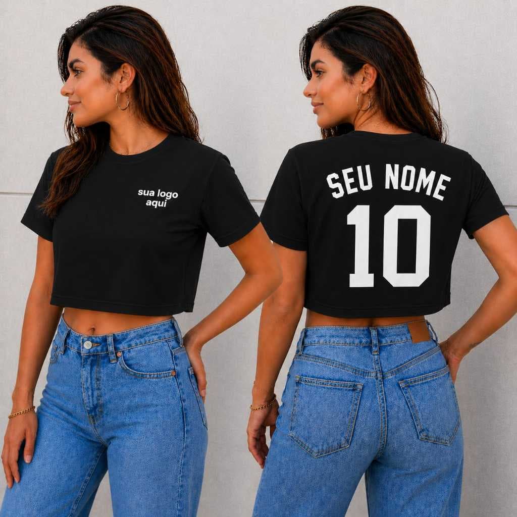 Cropped Feminino 100% Algodão Camiseta Feminina Cropped Personalizado Time Roupas Femininas
