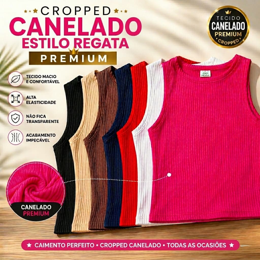 Kit 3 Cropped Feminino Canelada Regata Feminina Camiseta Básica Feminina Crooped Regatinha Cropet canelado básico