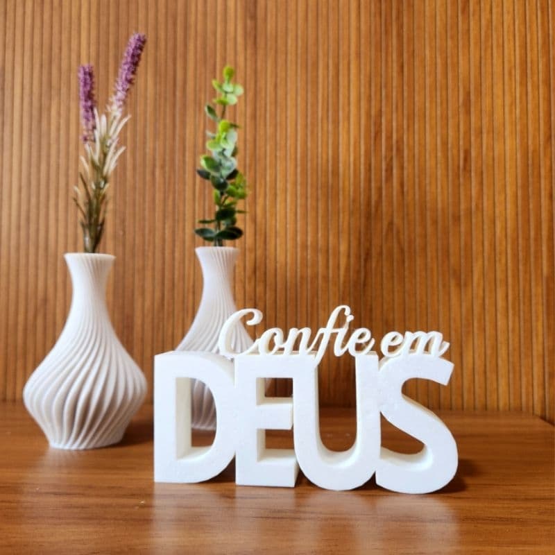 Enfeite Confie em Deus Decoração para Sala Mesa Rack - kit Vasos decorativos