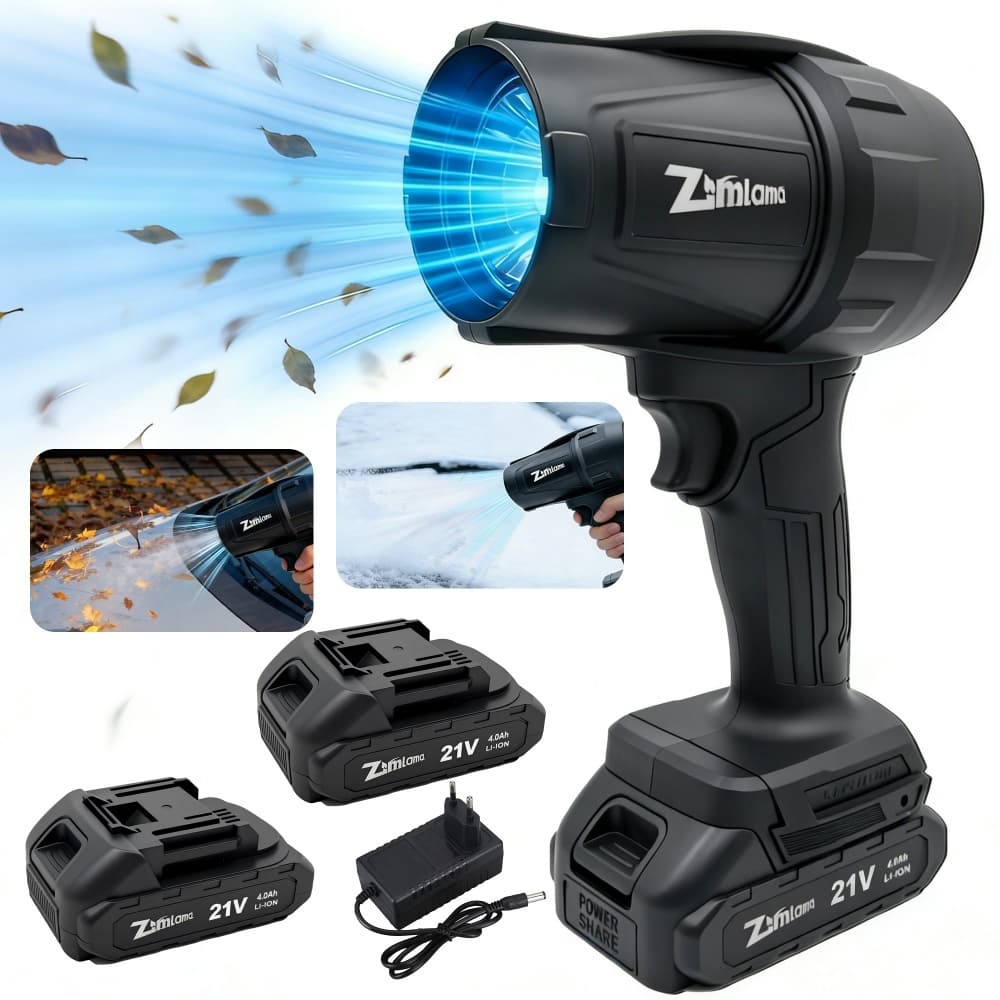 Soprador Bateria 21V Brush com 2 Baterias 1300mAh Turbo Alta Velocidade 15800rpm