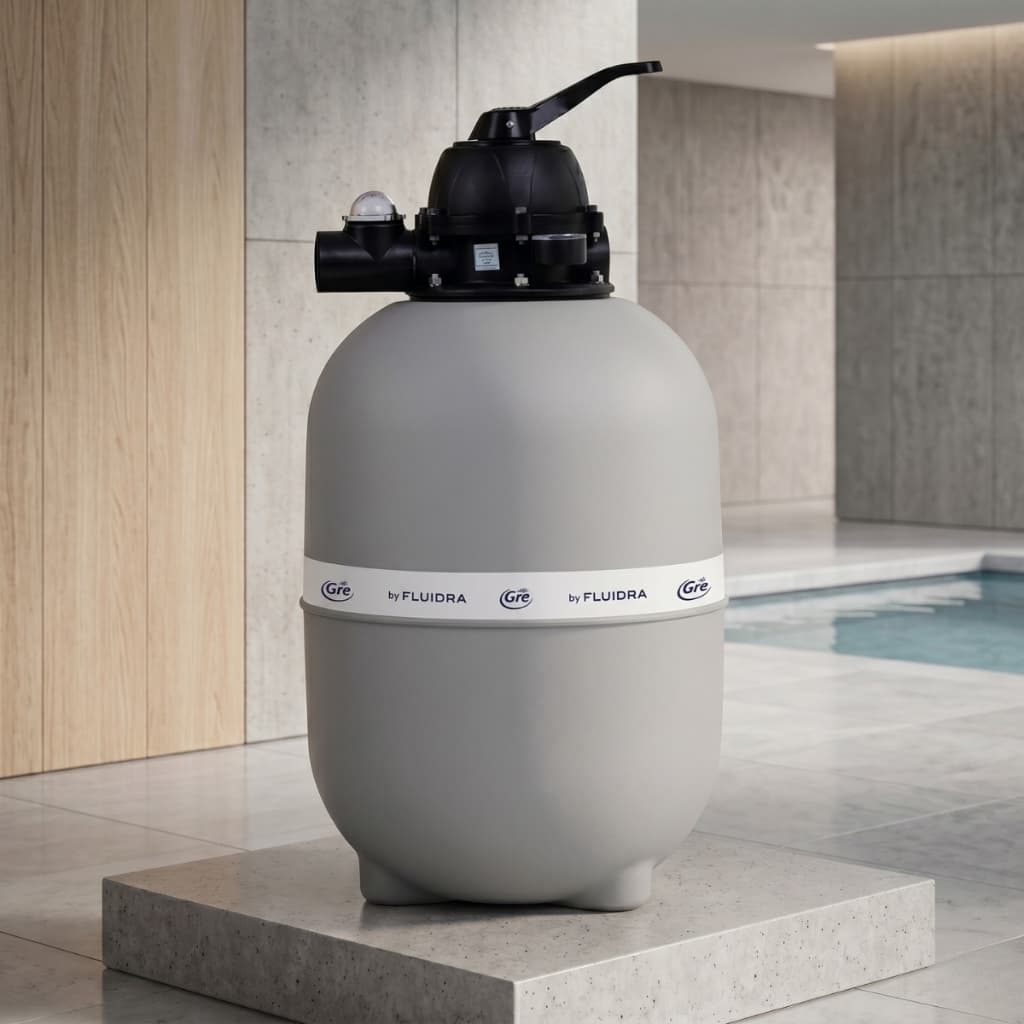 Filtro de Areia Piscina GRE 300 até 30.000 L Válvula 6 Funções Manômetro GRE Fluidra