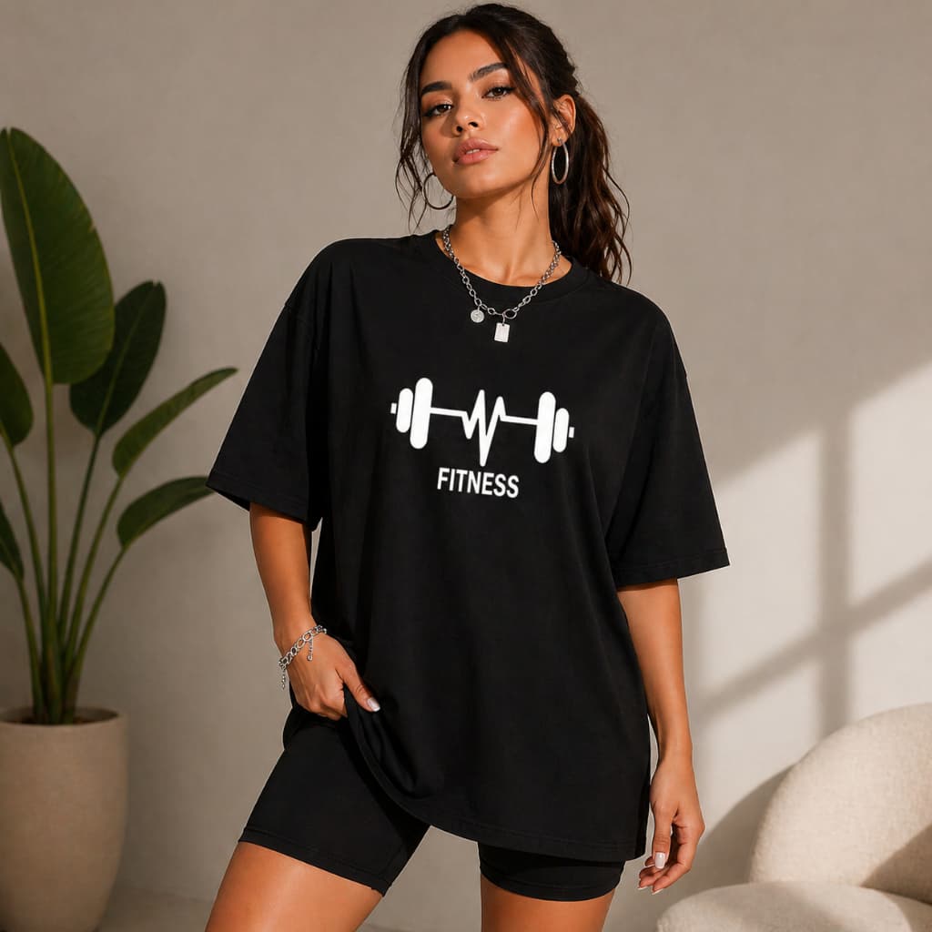 Camiseta Oversized Feminina Academia Tshirt Larga Treino Algodão Streetwear Fitness