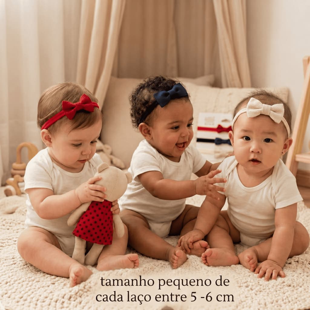 Kit 3 Faixas Bebê tiaras de meia de seda Laço em Meia Calça Vermelho Azul Marinho Amarelo Macio