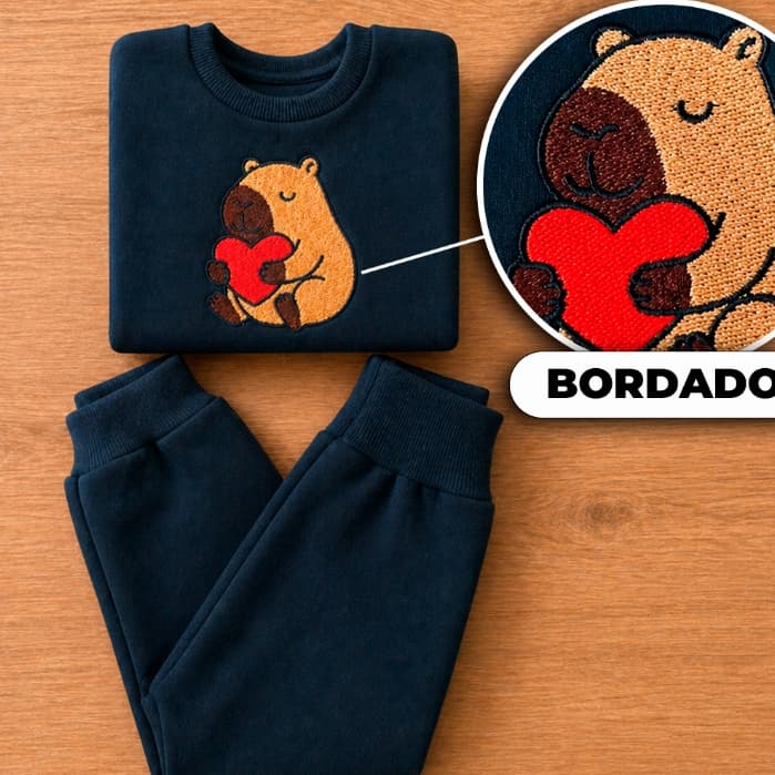 Conjunto Moletom BORDADO infantil Blusa + Calça
