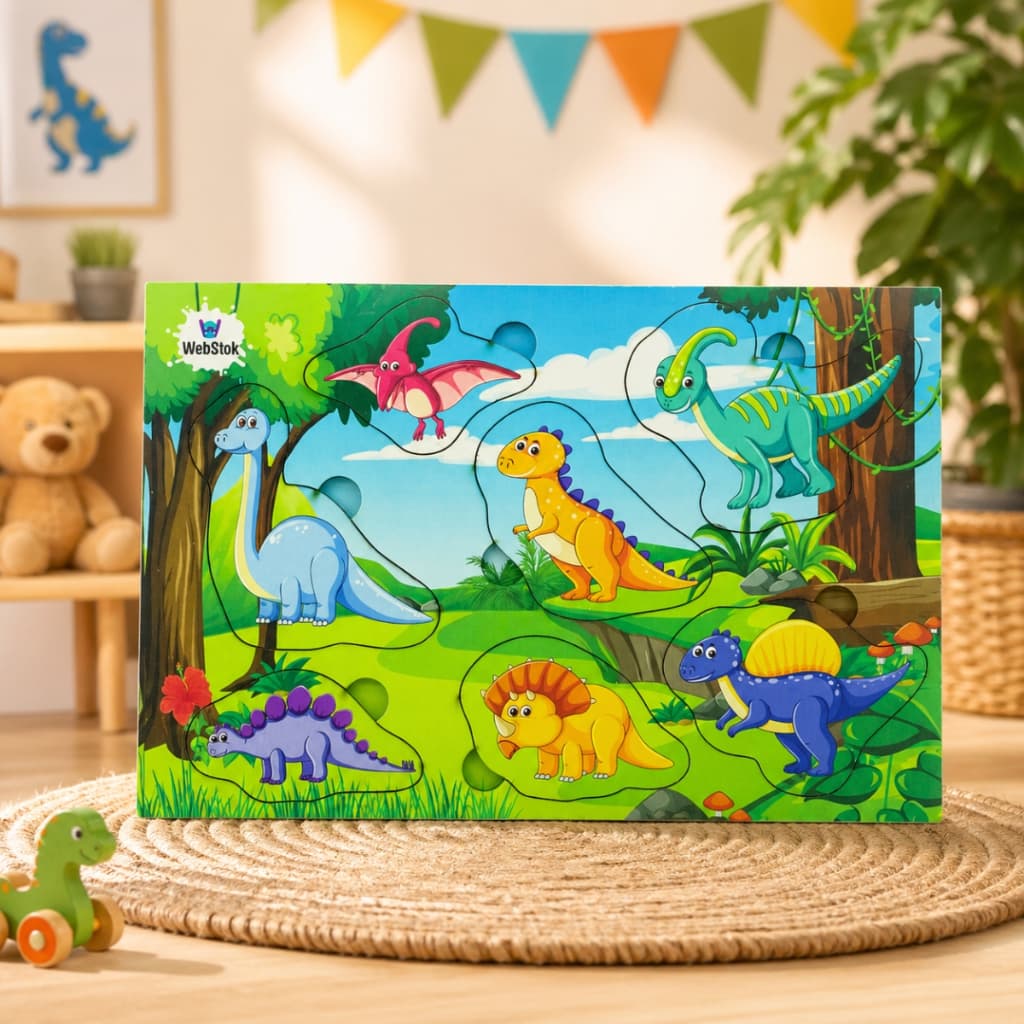 Brinquedo Quebra Cabeça Tabuleiro Montessori Educativo Pedagógico Dinossauro Infantil Lembrancinha Crianças