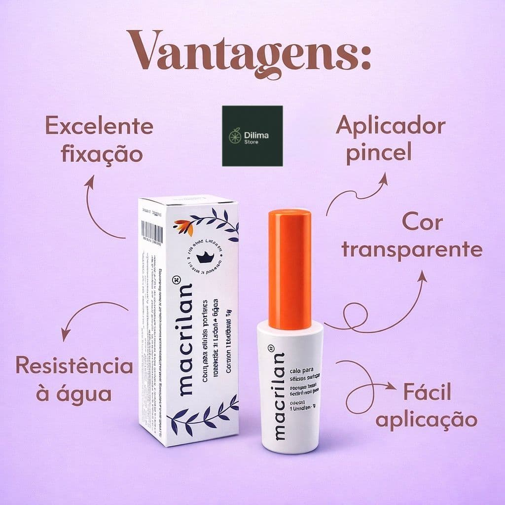 Cola Transparente para Cílios Postiços Macrilan Original Prova D'Água, 7ml, Alta Fixação