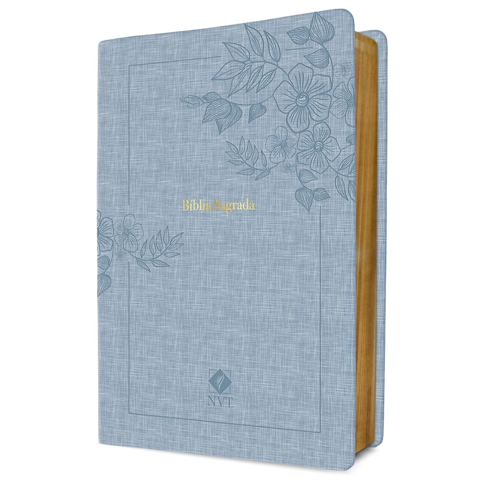 Bíblia Sagrada | Capa Couro Luxo Azul | Feminina | Bíblia Premium |Com notas de rodapé |